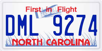NC license plate DML9274