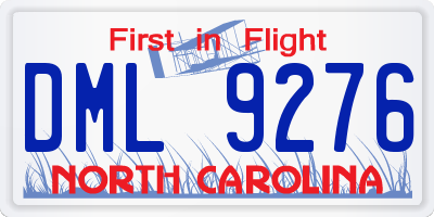 NC license plate DML9276