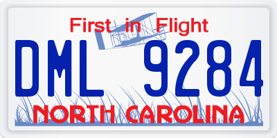 NC license plate DML9284