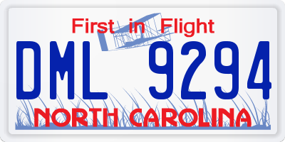 NC license plate DML9294
