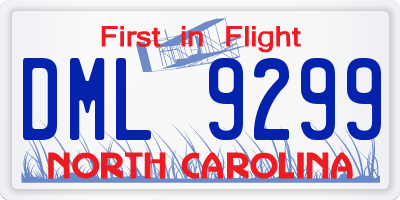NC license plate DML9299