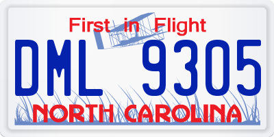 NC license plate DML9305