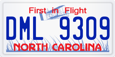 NC license plate DML9309