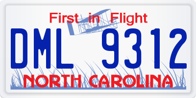 NC license plate DML9312