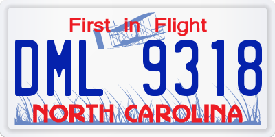 NC license plate DML9318