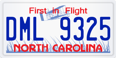 NC license plate DML9325