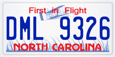 NC license plate DML9326