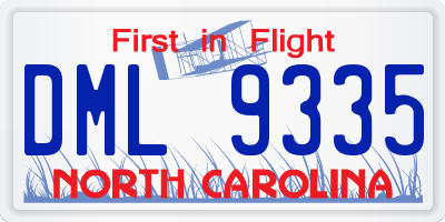 NC license plate DML9335