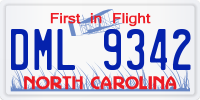 NC license plate DML9342