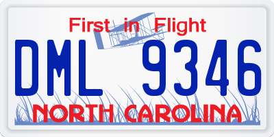 NC license plate DML9346