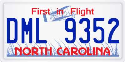 NC license plate DML9352