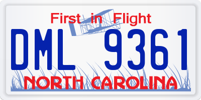 NC license plate DML9361