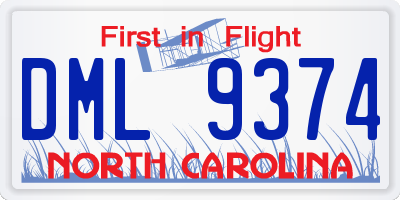 NC license plate DML9374