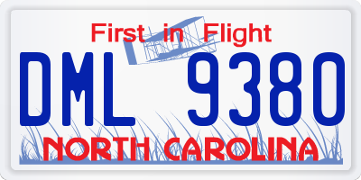 NC license plate DML9380