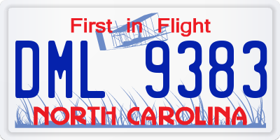 NC license plate DML9383