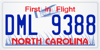 NC license plate DML9388