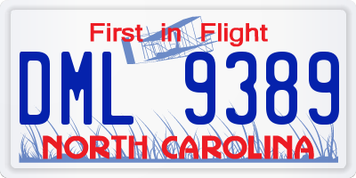 NC license plate DML9389
