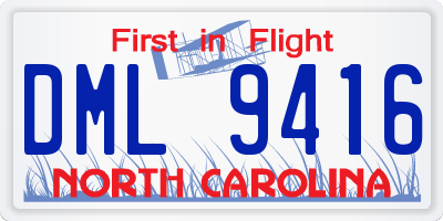 NC license plate DML9416