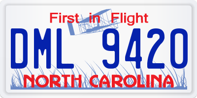 NC license plate DML9420