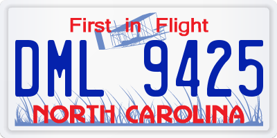 NC license plate DML9425