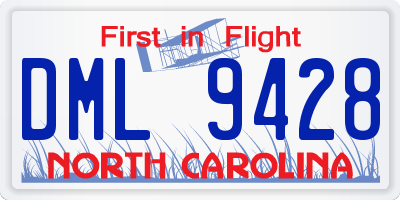 NC license plate DML9428