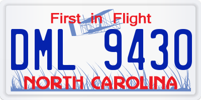 NC license plate DML9430
