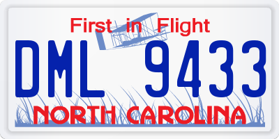 NC license plate DML9433