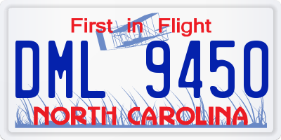 NC license plate DML9450