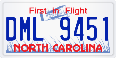NC license plate DML9451