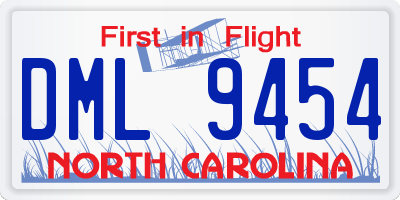 NC license plate DML9454