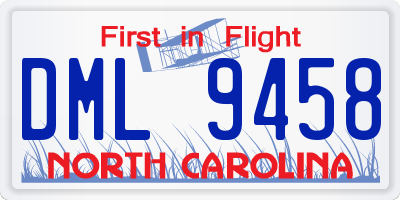 NC license plate DML9458