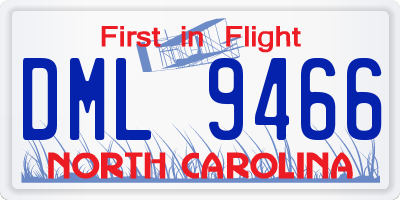 NC license plate DML9466