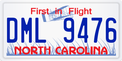 NC license plate DML9476