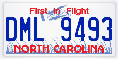 NC license plate DML9493