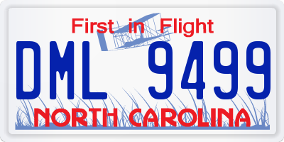 NC license plate DML9499