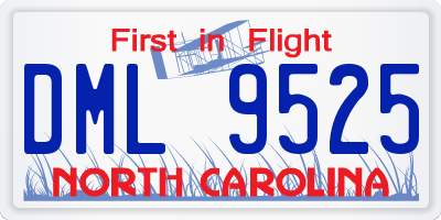 NC license plate DML9525