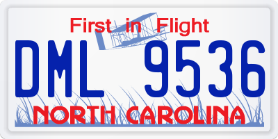 NC license plate DML9536