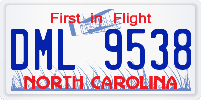 NC license plate DML9538