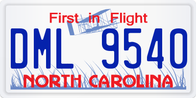 NC license plate DML9540