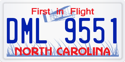 NC license plate DML9551