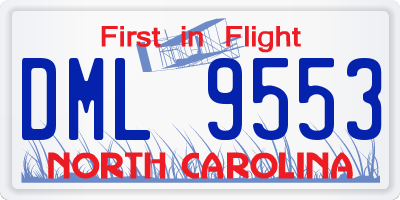 NC license plate DML9553