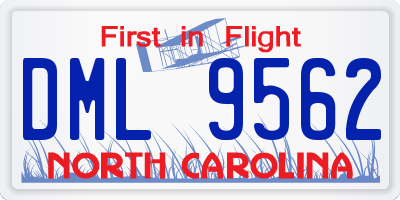 NC license plate DML9562