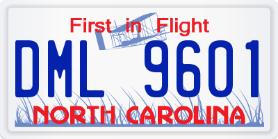 NC license plate DML9601