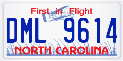 NC license plate DML9614