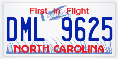 NC license plate DML9625