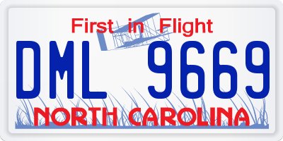 NC license plate DML9669