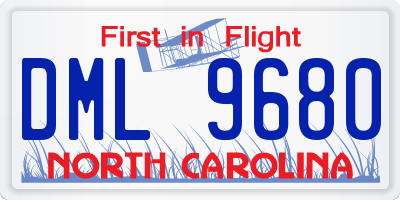NC license plate DML9680