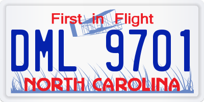 NC license plate DML9701