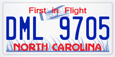 NC license plate DML9705