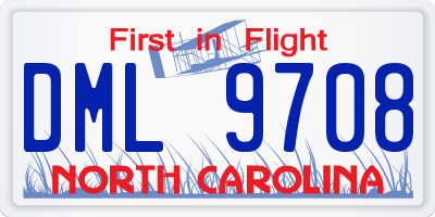 NC license plate DML9708